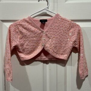 PSSST! Girl’s Pink Sequin Button Down Shrug Cardigan Sweater - size S(7/8)